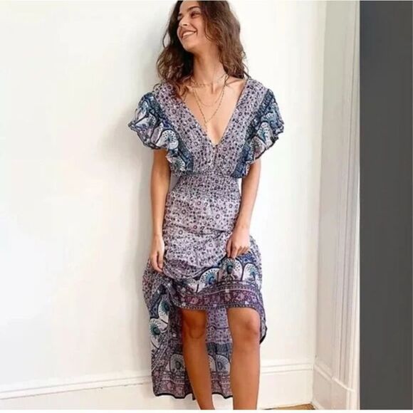 Free People Collab Silva Sequin Jen’s Pirate
Floral Maxi Dress Ruffle Sleeves - Picture 5 of 14